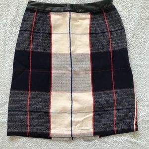 Knee length plaid skirt